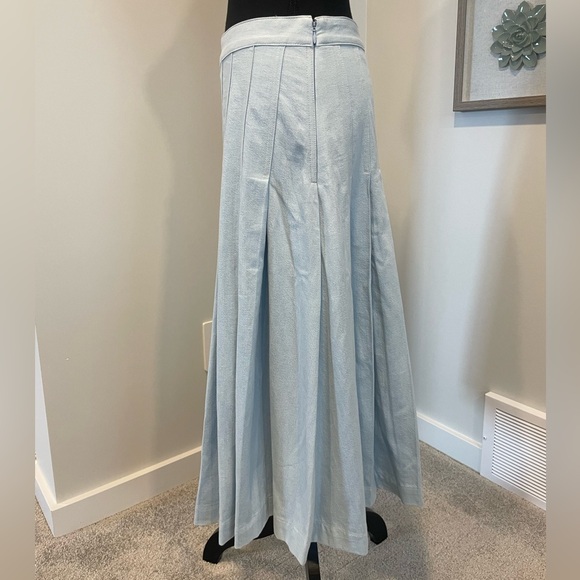 Babaton Light Blue Pleated Midi Skirt - Picture 2 of 11
